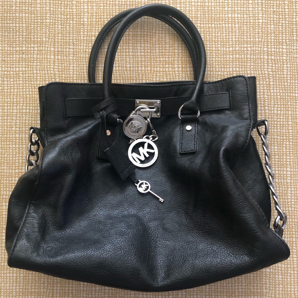 Michael Kors Hamilton Large Black Leather Tote